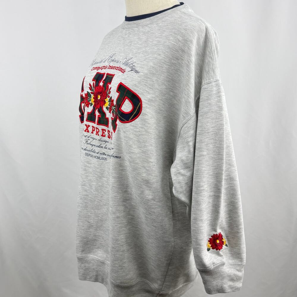 Vintage Express Athletique Floral Embroidered Sweatshirt Gray Crewneck XS - Picture 5 of 8